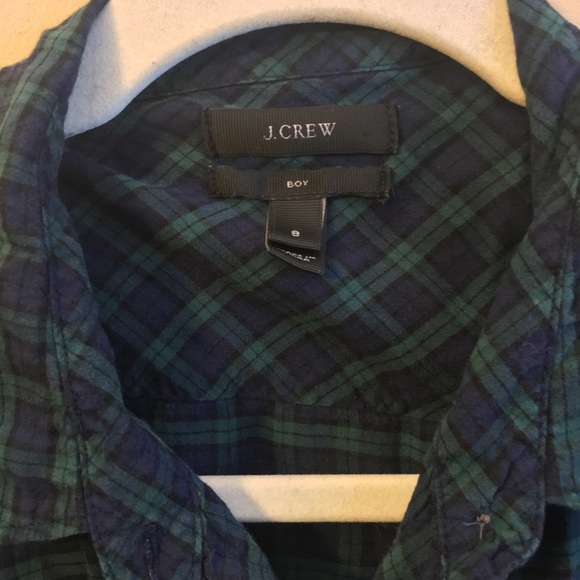 J CREW Crinkle Boy Shirt Black Watch Plaid Tartan - Picture 6 of 7